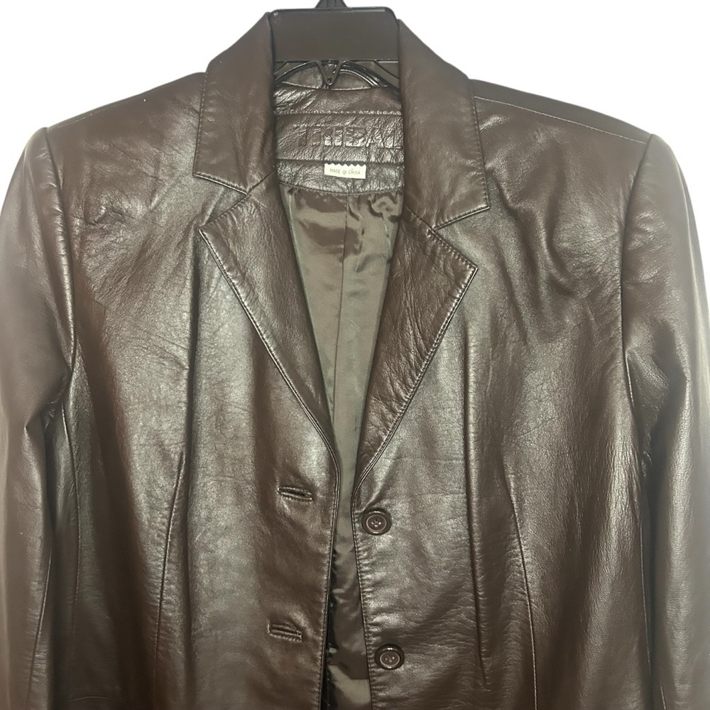 Tribal Genuine Leather Blazer Jacket Women’s Size 10 Brown Classic Lined Coat - Picture 5 of 12
